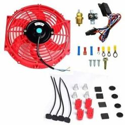 O'Reilly Auto Parts – Electric 10" Radiator Cooling Fan 3/8" Probe Ground Thermostat Switch Bundle Red